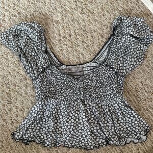 Floral Black and White Women's Top